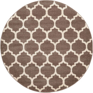 Brown 6' 1 x 6' 1 Trellis Round Area Rug