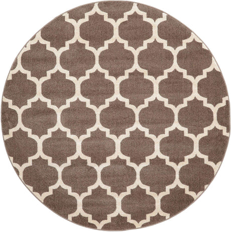 Brown 6' 1 x 6' 1 Trellis Round Area Rug