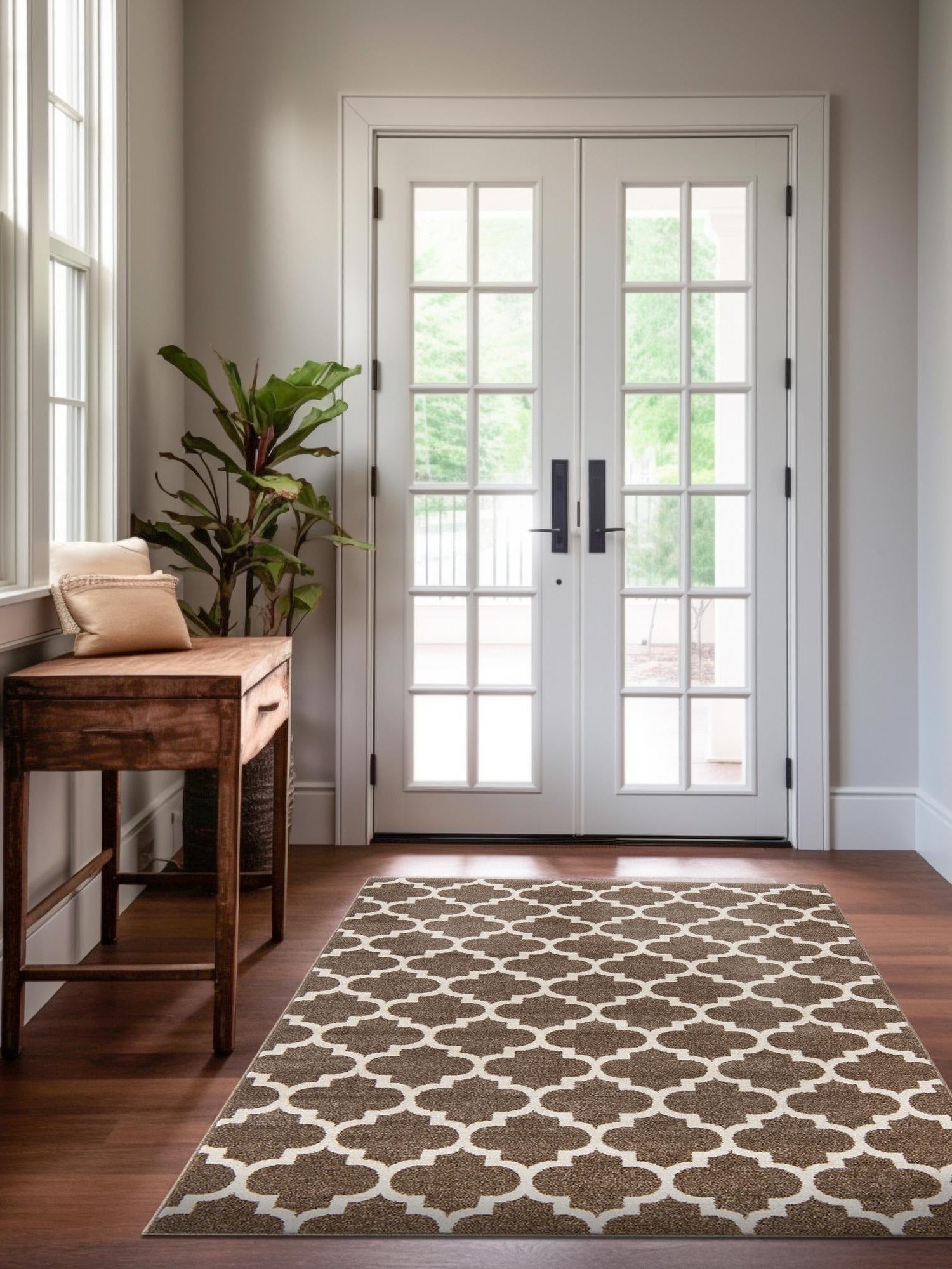 Brown 5' 3 x 8' Trellis Rectangle Area Rug