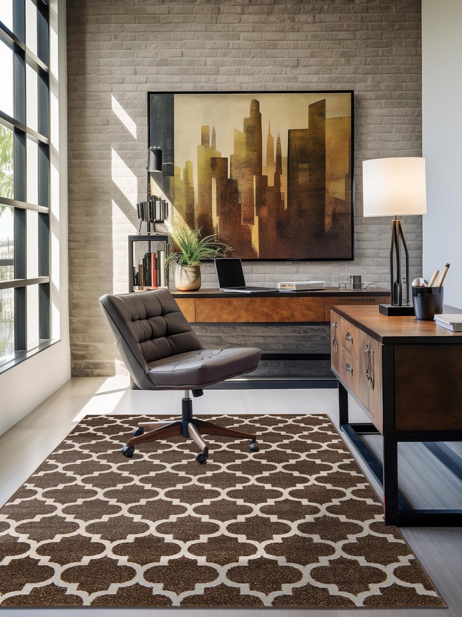 Brown 9' x 12' Trellis Rectangle Area Rug