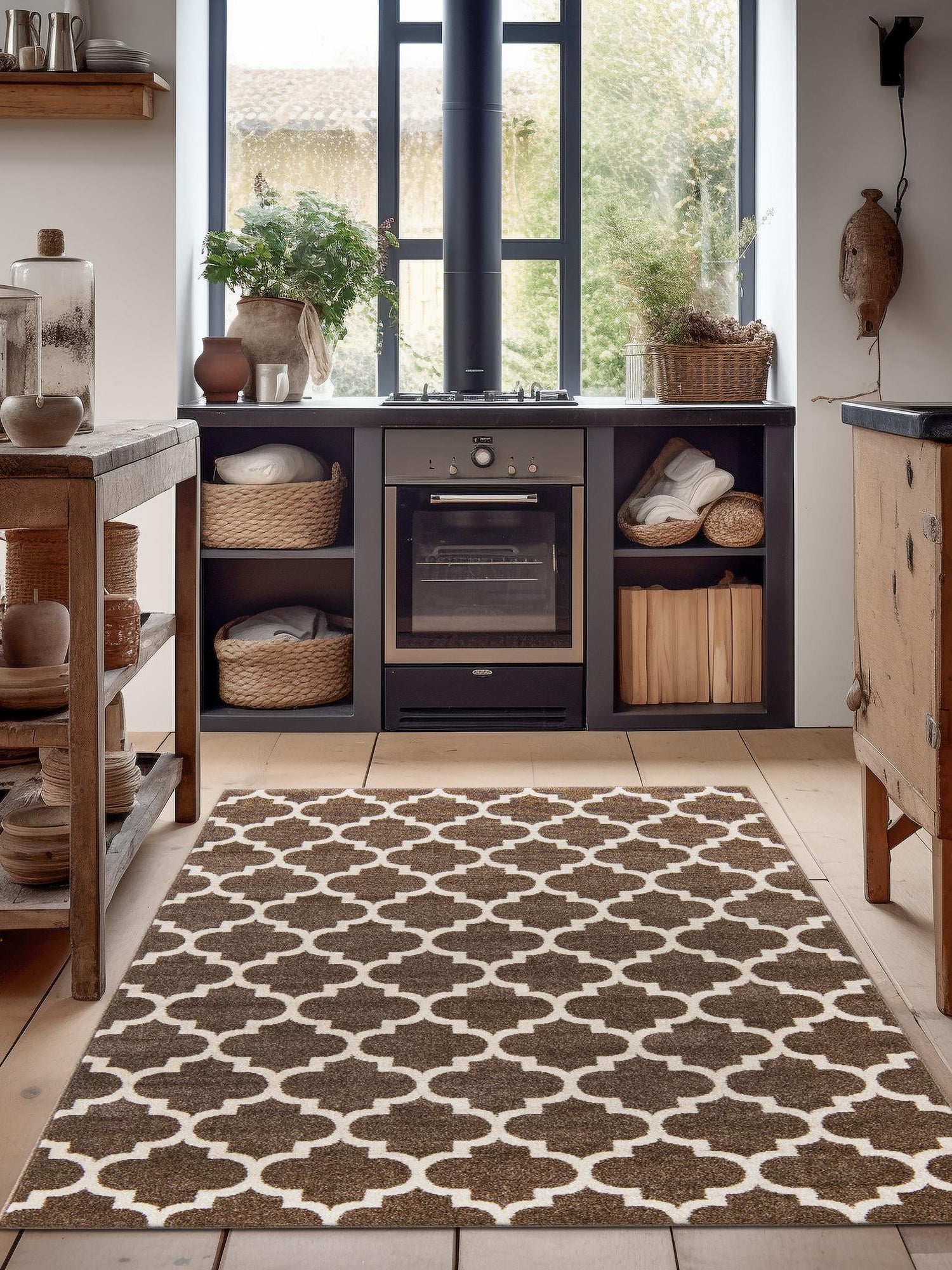 Brown 7' 10 x 10' Trellis Rectangle Area Rug