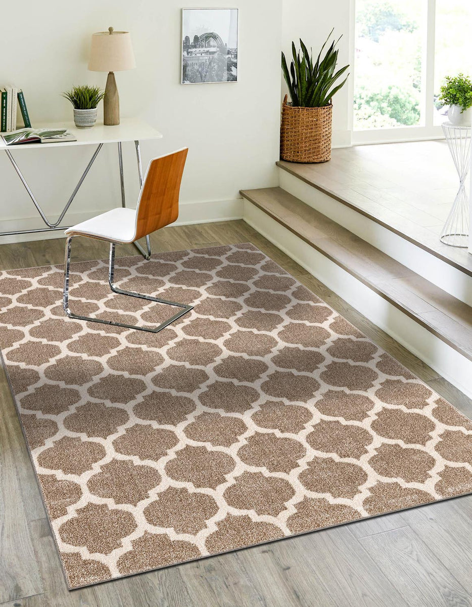 Light Brown 2' x 3' 1 Trellis Rectangle Area Rug Geometric Modern Uniq ...
