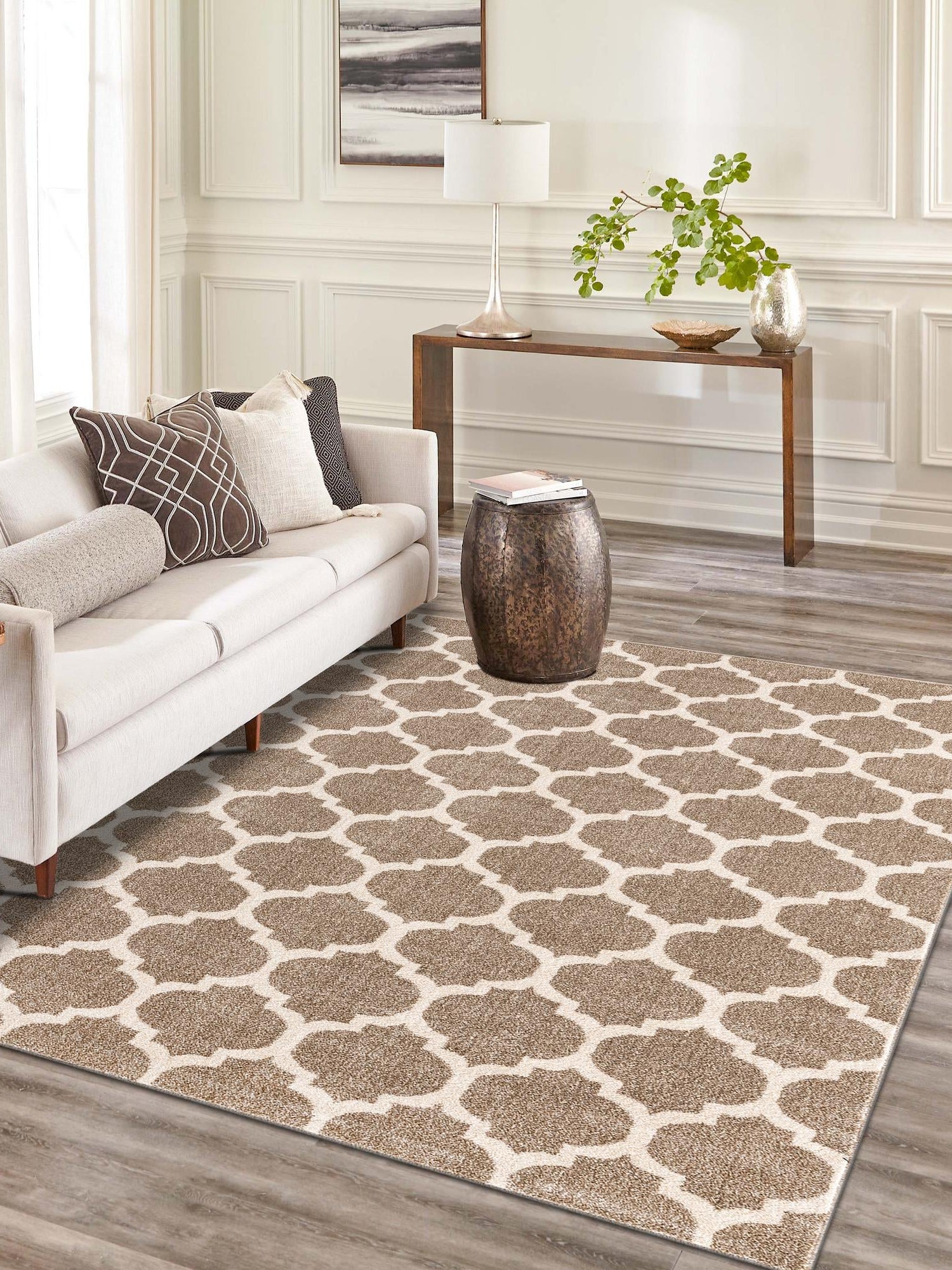Light Brown 7' 10 x 10' Trellis Rectangle Area Rug