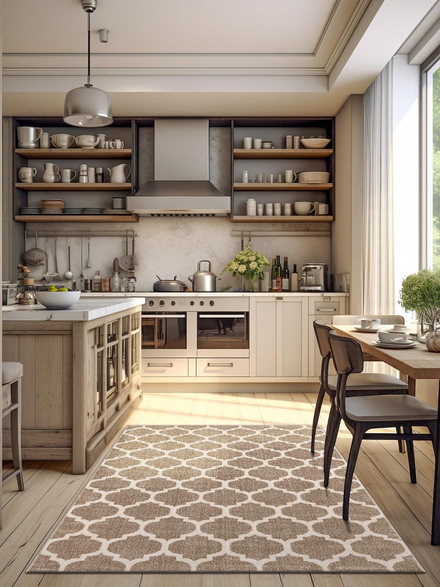 Light Brown 6' 1 x 9' Trellis Rectangle Area Rug