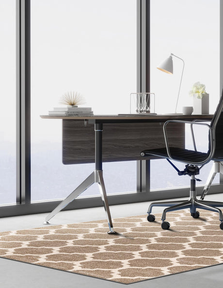Light Brown 5' 3 x 8' Trellis Rectangle Area Rug Geometric Modern Unique Durable Easy Clean Carpet for Contemporary Interior Design for Sale at Rug Engine