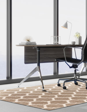 Light Brown 7' 1 x 10' Trellis Rectangle Area Rug