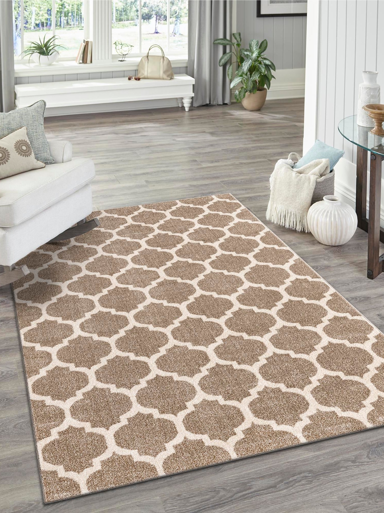 Light Brown 2' x 3' 1 Trellis Rectangle Area Rug