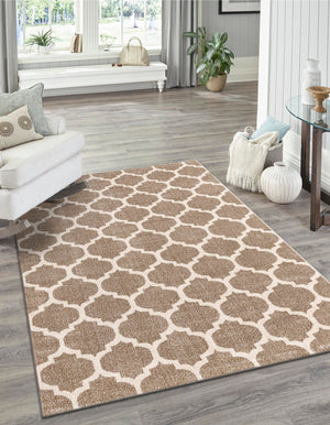Light Brown 7' 1 x 10' Trellis Rectangle Area Rug