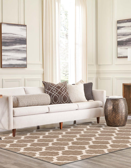 Light Brown 3' 1 x 5' 3 Trellis Rectangle Area Rug Geometric Modern Unique Durable Easy Clean Carpet for Contemporary Interior Design for Sale at Rug Engine