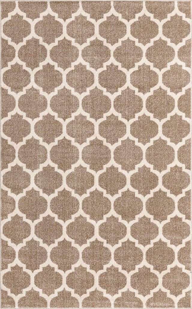 Light Brown 5' 3 x 8' Trellis Rectangle Area Rug