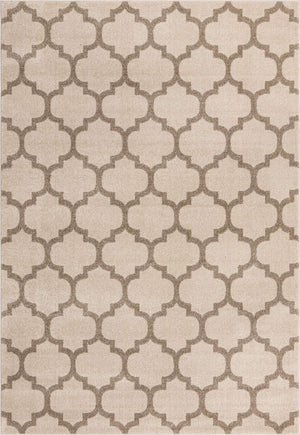 Beige and Light Brown 7' 1 x 10' Trellis Rectangle Area Rug