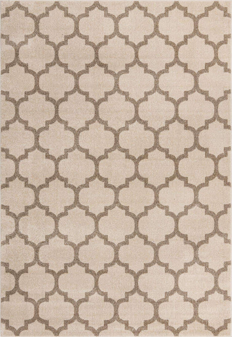 Beige and Light Brown 7' 1 x 10' Trellis Rectangle Area Rug