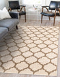 Beige and Light Brown 9' x 12' Trellis Rectangle Area Rug Geometric Modern Unique Durable Easy Clean Carpet for Contemporary Interior Design for Sale at Rug Engine