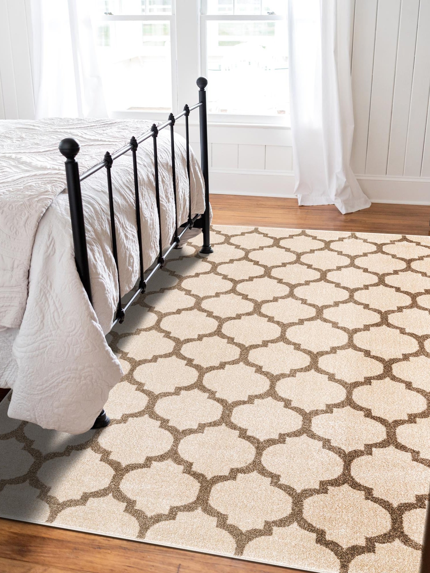 Beige and Light Brown 10' 6 x 16' 5 Trellis Rectangle Area Rug