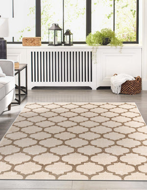 Beige and Light Brown 6' 1 x 9' Trellis Rectangle Area Rug