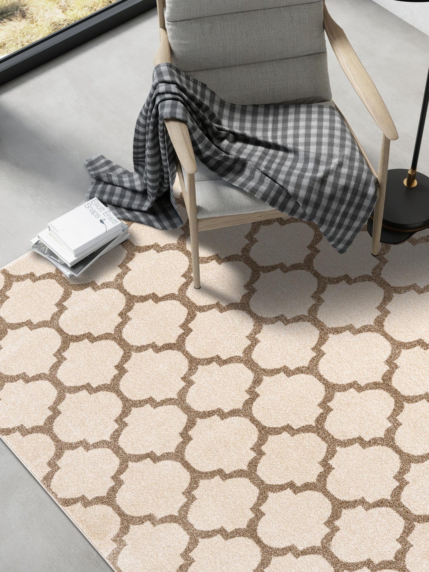 Beige and Light Brown 10' x 14' 1 Trellis Rectangle Area Rug