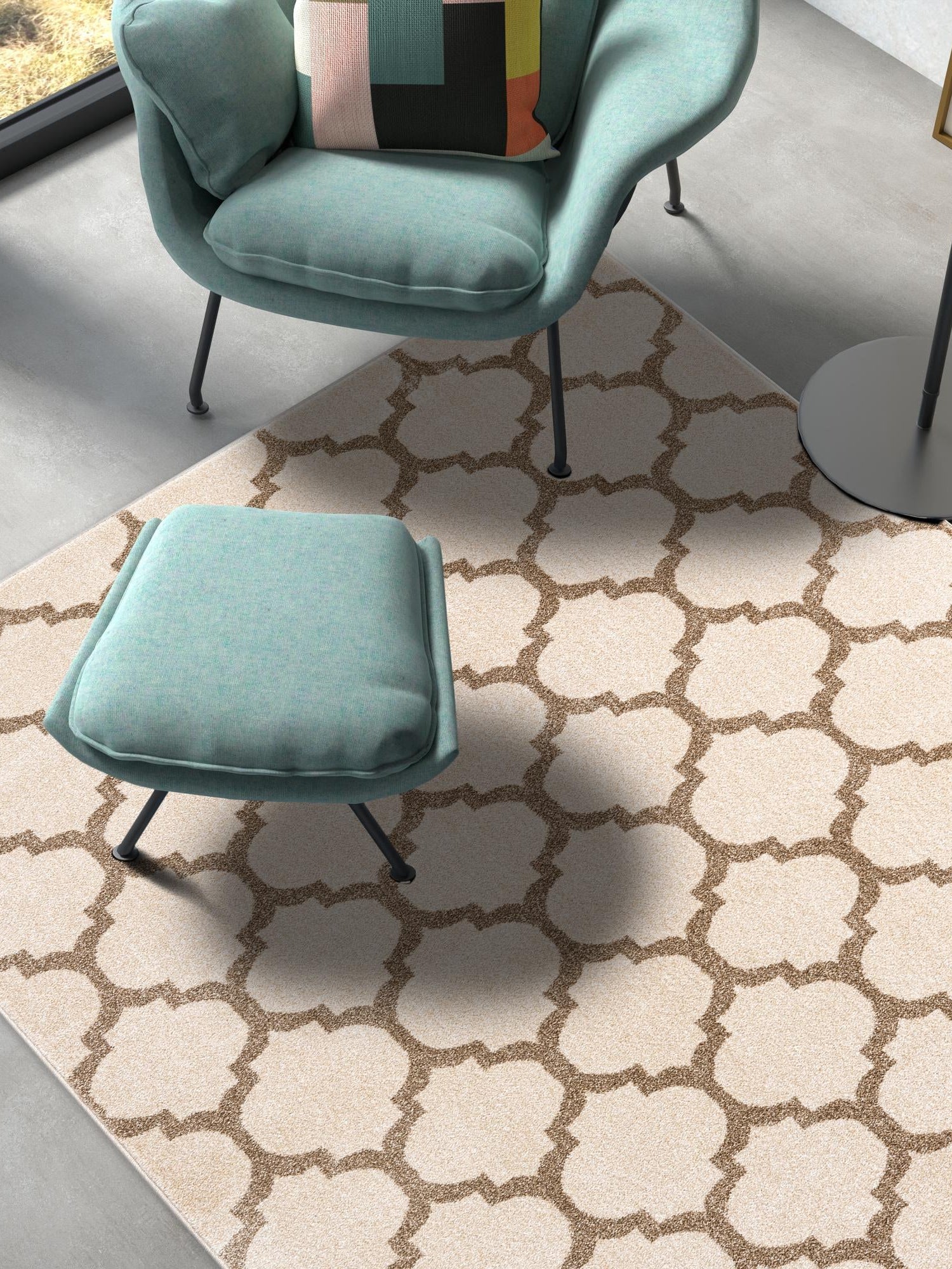 Beige and Light Brown 2' x 3' 1 Trellis Rectangle Area Rug