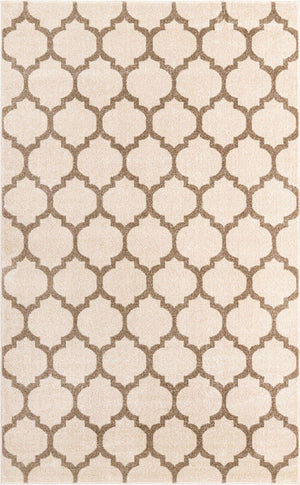 Beige and Light Brown 5' 3 x 8' Trellis Rectangle Area Rug
