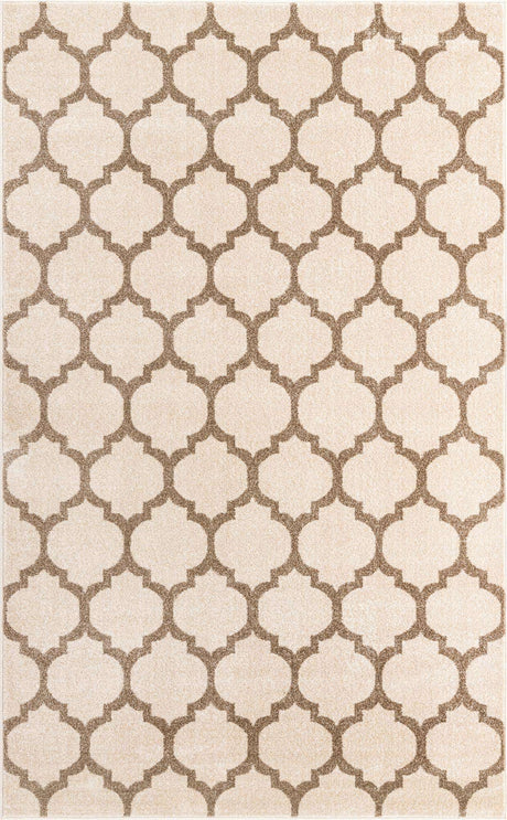 Beige and Light Brown 5' 3 x 8' Trellis Rectangle Area Rug