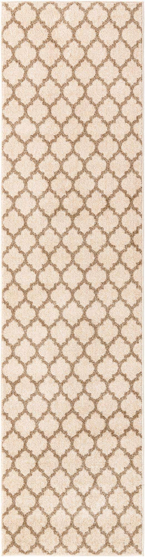 Beige and Light Brown 2' 7 x 10' Trellis Runner Area Rug