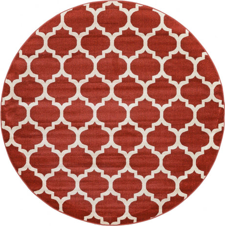 Dark Terracotta 7' 10 x 7' 10 Trellis Round Area Rug