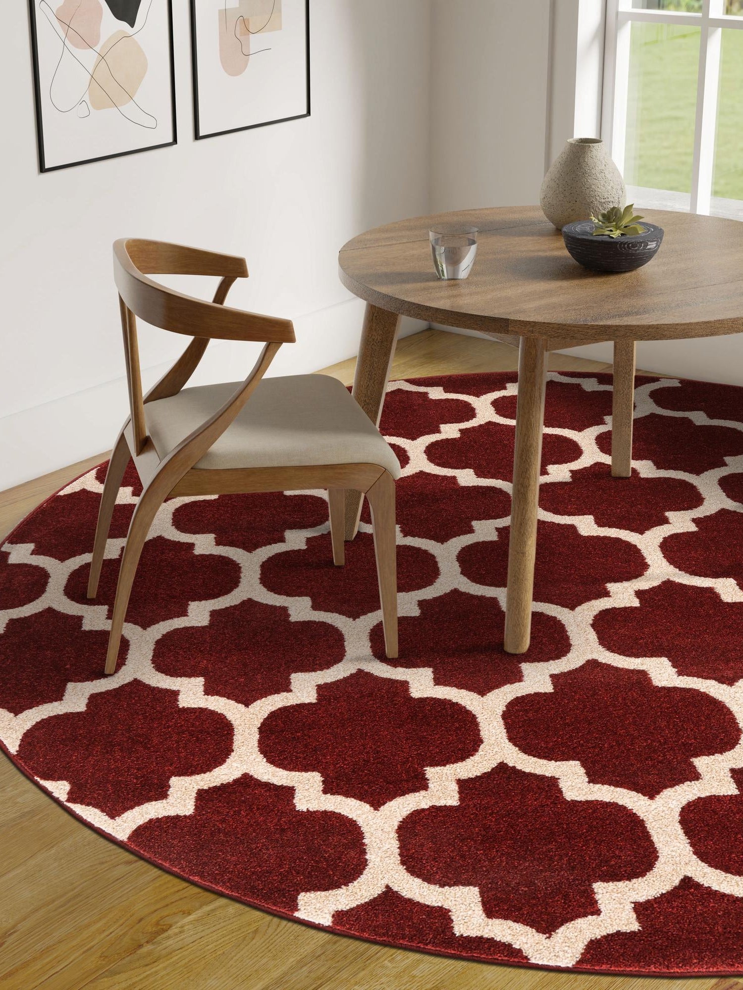 Dark Terracotta 3' 1 x 3' 1 Trellis Round Area Rug