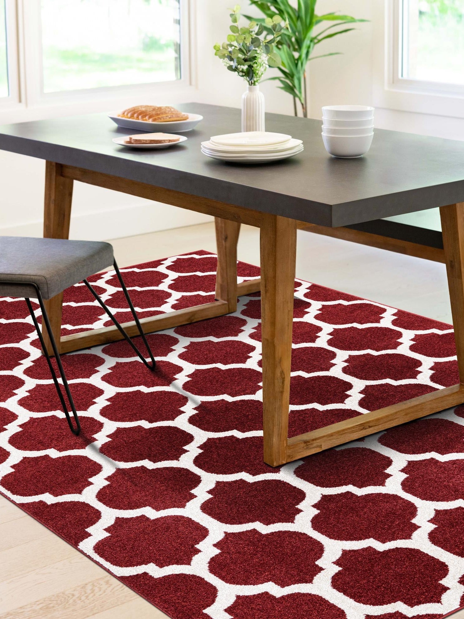 Dark Terracotta 7' 10 x 10' Trellis Rectangle Area Rug