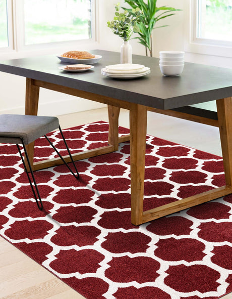 Dark Terracotta 10' x 14' 1 Trellis Rectangle Area Rug Geometric Modern Unique Durable Easy Clean Carpet for Contemporary Interior Design for Sale at Rug Engine