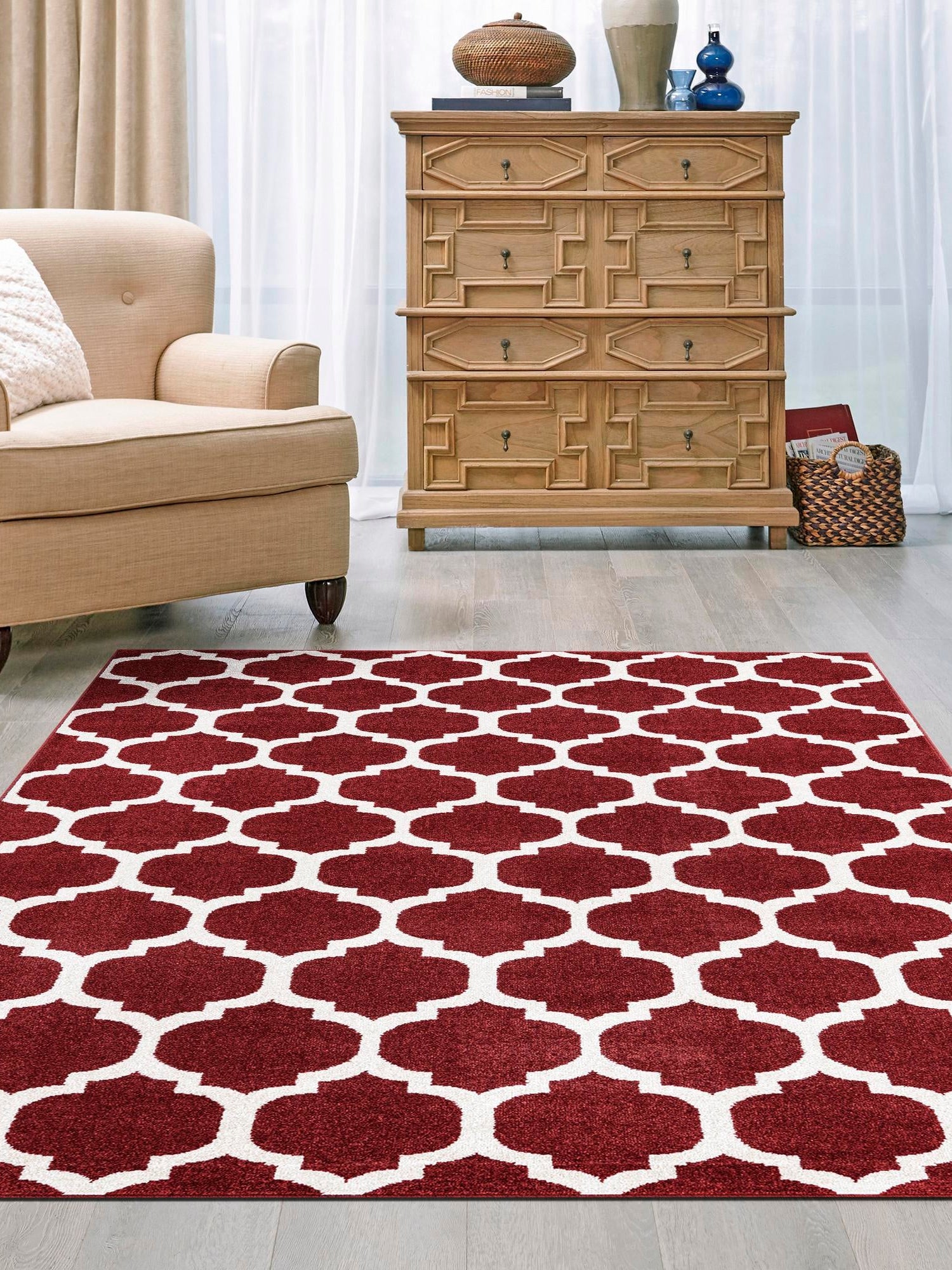 Dark Terracotta 3' 1 x 5' 3 Trellis Rectangle Area Rug