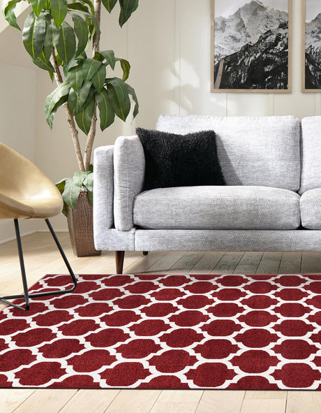 Dark Terracotta 10' x 13' 1 Trellis Rectangle Area Rug Geometric Modern Unique Durable Easy Clean Carpet for Contemporary Interior Design for Sale at Rug Engine