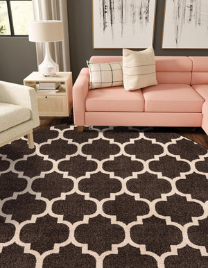 Chocolate Brown 12' 2 x 12' 2 Trellis Round Area Rug
