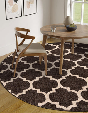 Chocolate Brown 12' 2 x 12' 2 Trellis Round Area Rug