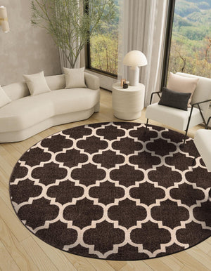 Chocolate Brown 3' 1 x 3' 1 Trellis Round Area Rug