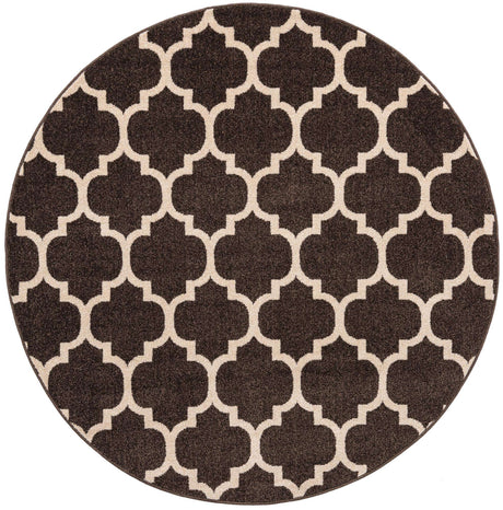 Chocolate Brown 6' 1 x 6' 1 Trellis Round Area Rug