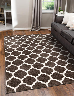 Chocolate Brown 5' 3 x 8' Trellis Rectangle Area Rug