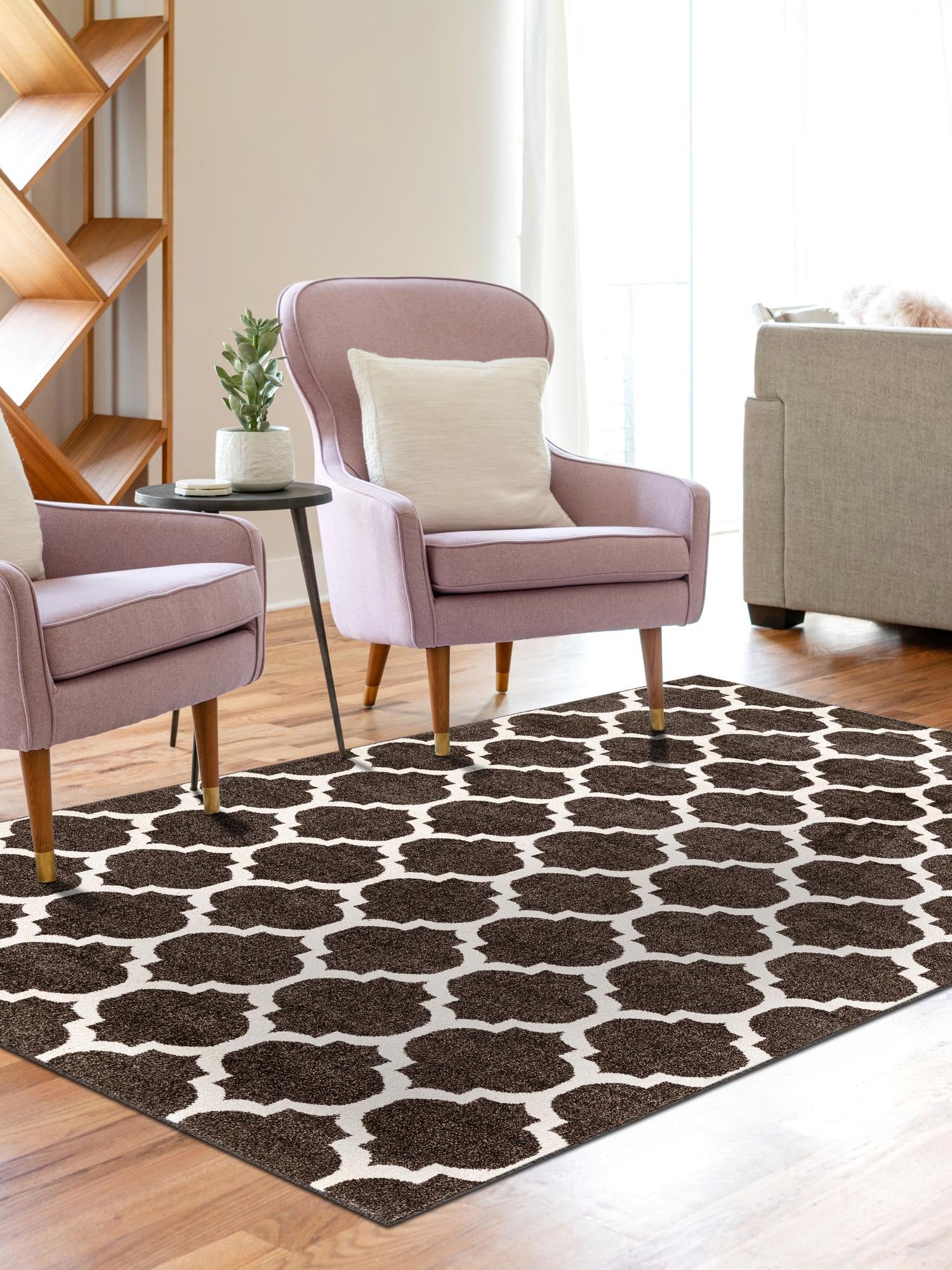 Chocolate Brown 6' 1 x 9' Trellis Rectangle Area Rug