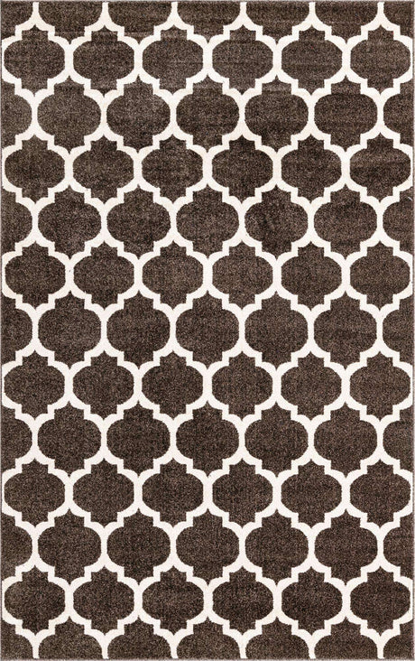 Chocolate Brown 5' 3 x 8' Trellis Rectangle Area Rug