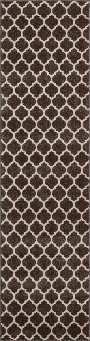 Chocolate Brown 2' 7 x 10' Trellis Runner Area Rug