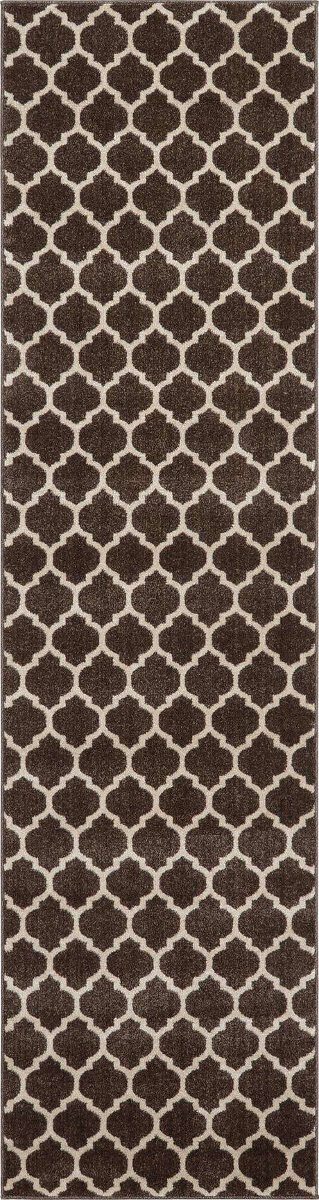 Chocolate Brown 2' 7 x 10' Trellis Runner Area Rug