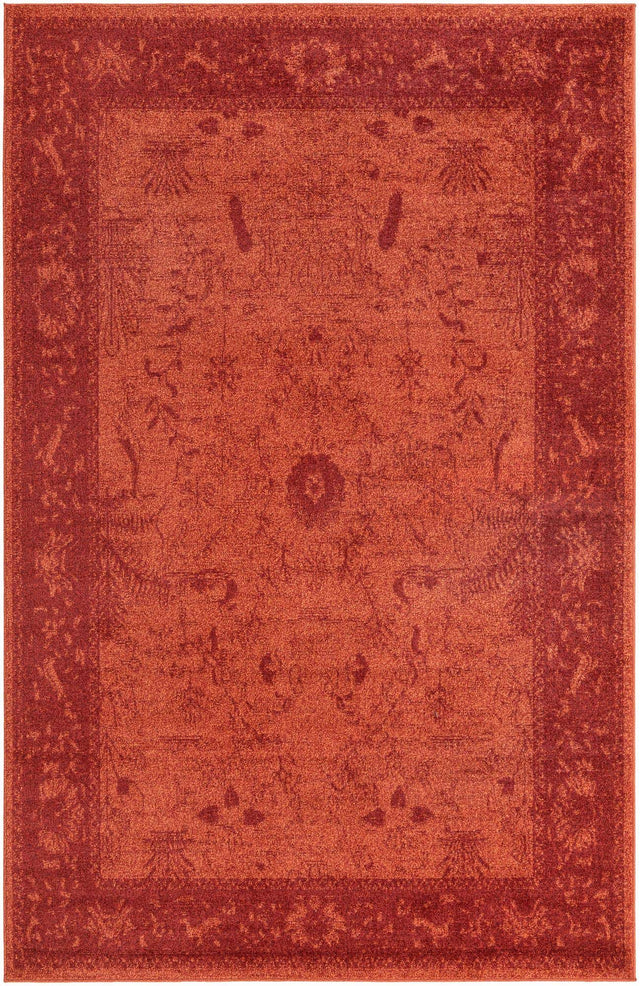 Rust Red 6' 1 x 9' La Jolla Rectangle Area Rug 100% Polypropylene Traditional Pattern Easy Clean Carpet for Living, Dining, Bedroom, Office for Sale at Rug Engine