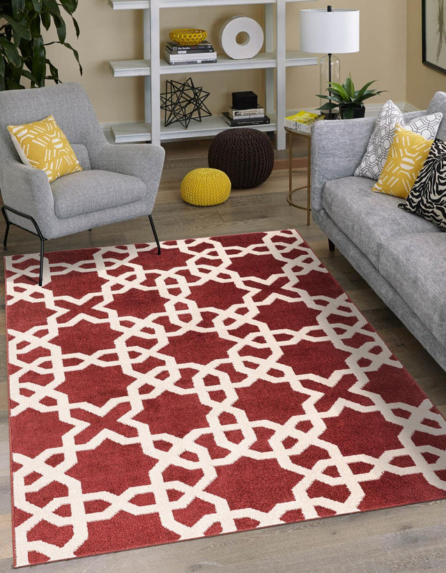 Dark Terracotta 5' 1 x 8' Trellis Rectangle Area Rug