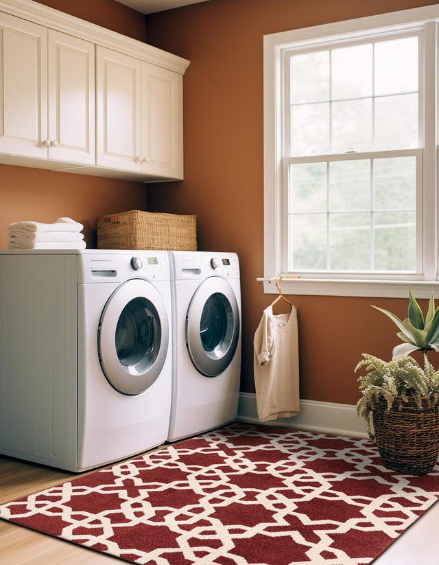 Dark Terracotta 5' 1 x 8' Trellis Rectangle Area Rug