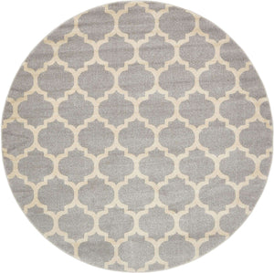 Light Gray 8' x 8' Trellis Round Rug