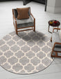 Light Gray 12' 2 x 12' 2 Trellis Round Area Rug