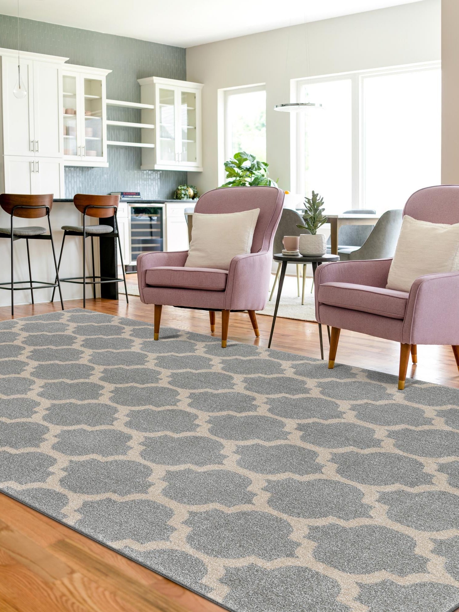 Light Gray 7' 1 x 10' Trellis Rectangle Area Rug