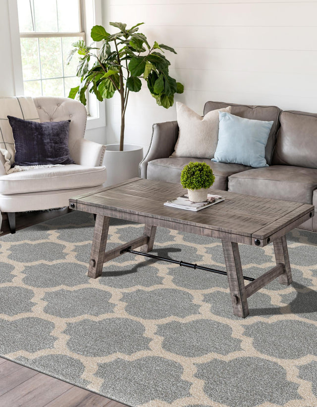 Light Gray 9' x 12' 2 Trellis Rectangle Rug