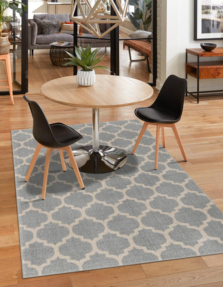 Light Gray 7' 10 x 11' Trellis Rectangle Area Rug Geometric Modern Unique Durable Easy Clean Carpet for Contemporary Interior Design for Sale at Rug Engine