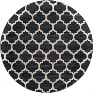 Black 7' 10 x 7' 10 Trellis Round Area Rug