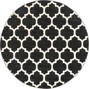 Black 6' 1 x 6' 1 Trellis Round Area Rug