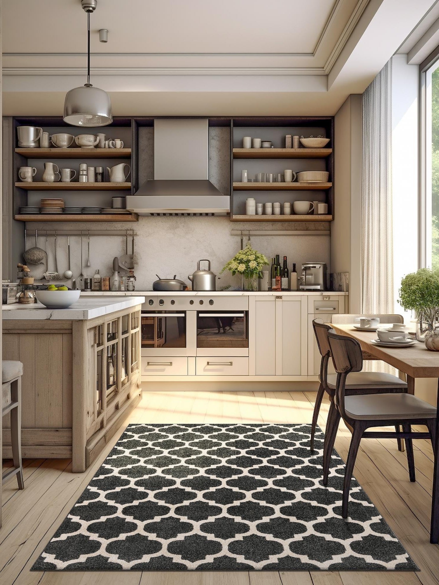 Black 2' x 3' 1 Trellis Rectangle Area Rug